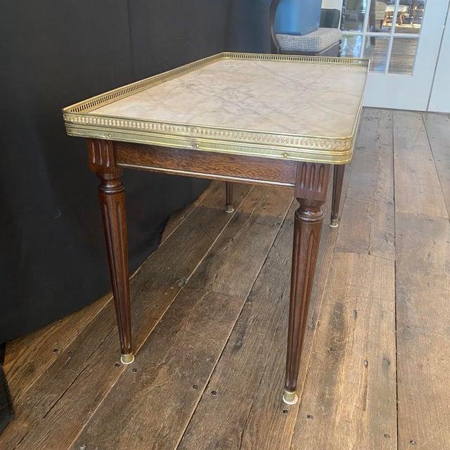 Wood French Louis XVI Marble Top Coffee Table or Cocktail Table For Sale - Image 7 of 10