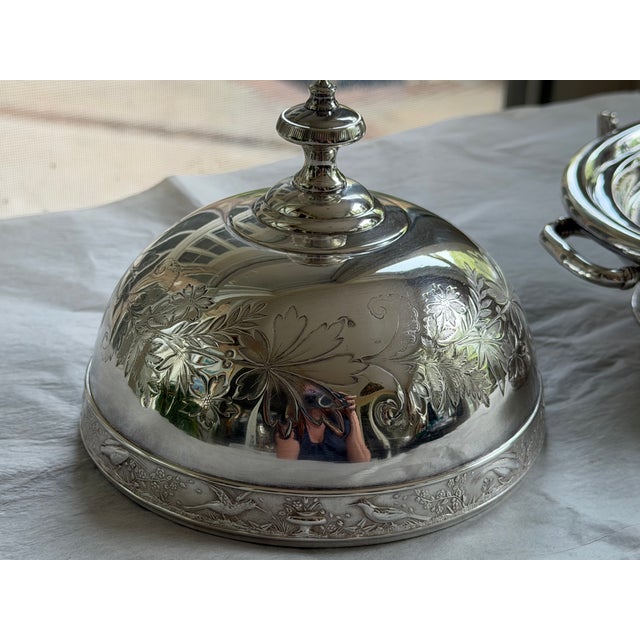 Victorian Antique Rogers Smith & Co. Silver Plate Ice-Cooled Butter Server With Dome, No. 4946, C. 1900 For Sale - Image 3 of 8