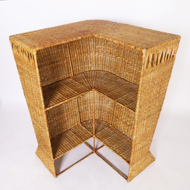 Mid Century Style Tropical Woven Reed Bar For Sale In West Palm - Image 6 of 9