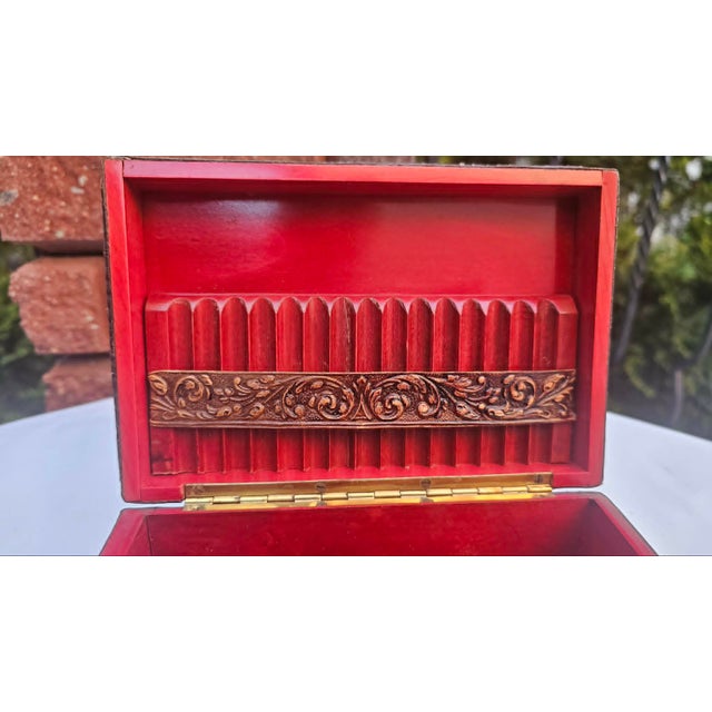 Don Quixote Wooden Box Covered with Embossed Leather for Cigars and Cigarillos, 1950s For Sale - Image 9 of 12