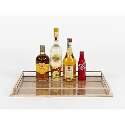 1970s Mid-Century Modern Serving Tray in Rattan and Brass from Christian Dior, 1970s For Sale - Image 5 of 12