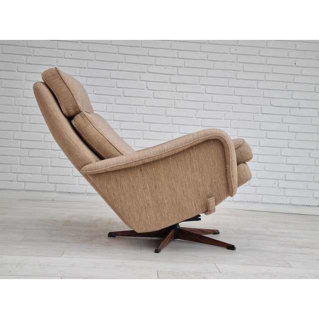 Set of Danish Wool Swivel Armchair With Footstool, 1970s For Sale - Image 13 of 18