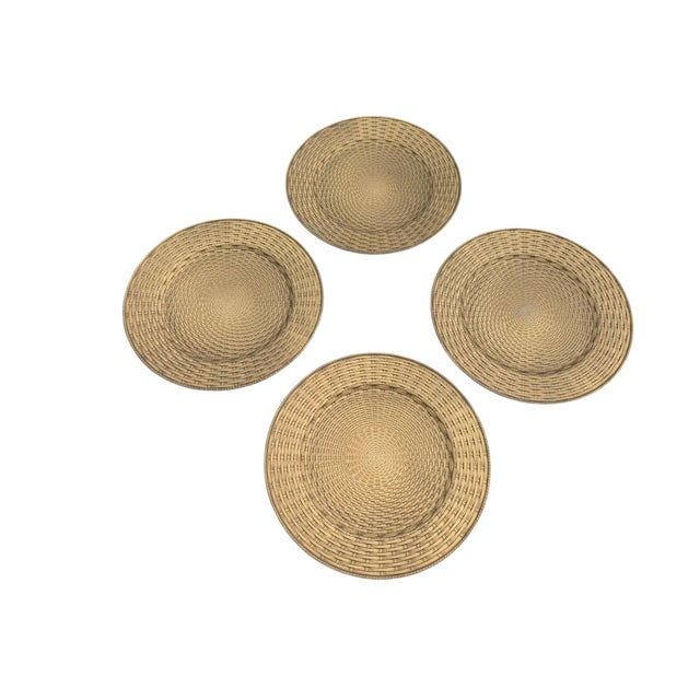 Trompe Loleil Faux Woven Wicker Charger Plates- Set of 4 For Sale - Image 10 of 12