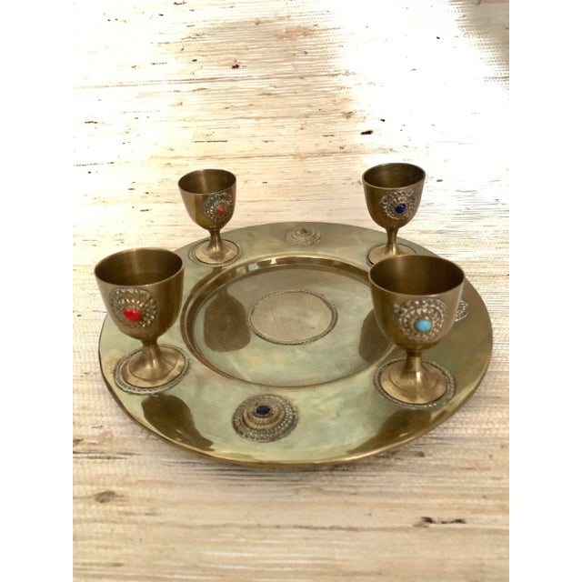 1960s Arabic Brass Coffee Tea Set - 5 Piece Set For Sale - Image 5 of 5