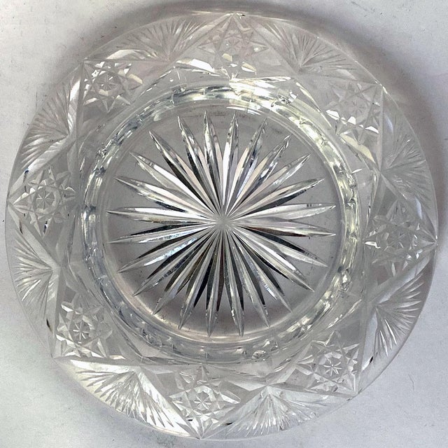 Glass American Brilliant Cut Glass Cornflower Covered Jar and Underplate For Sale - Image 7 of 10