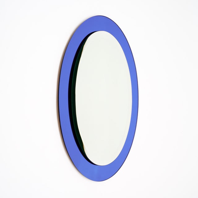 Italian Italian Vintage Blue Glass Mirror For Sale - Image 3 of 9