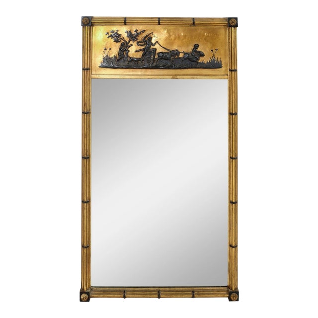 Mid 19th Century Giltwood Framed / Decorated Top Hanging Wall Mirror For Sale