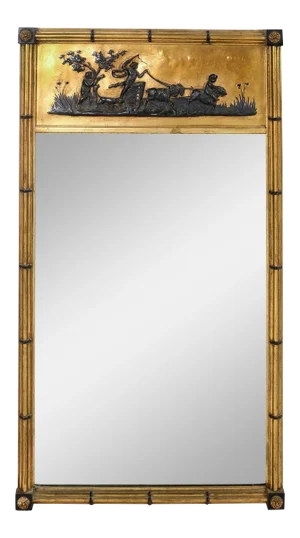 Mid 19th Century Giltwood Framed / Decorated Top Hanging Wall Mirror