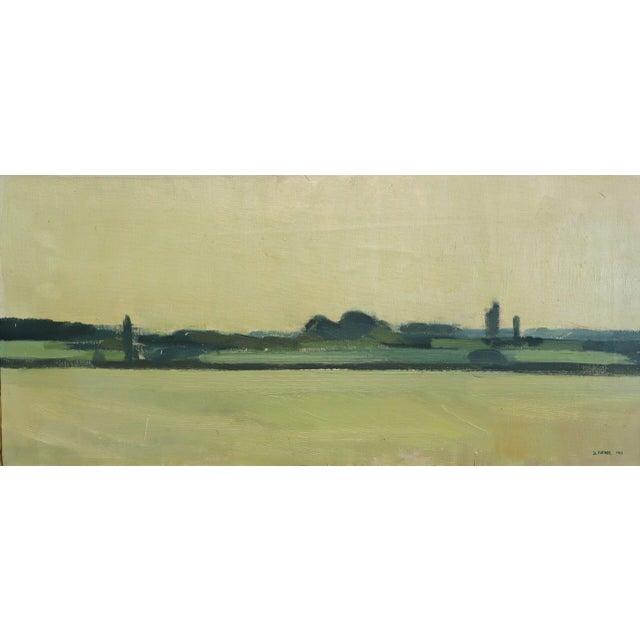 1960 Mid-Century Modern 'The Distant Green' Vintage Original Swedish Abstract Landscape Oil Painting, Framed For Sale - Image 9 of 13