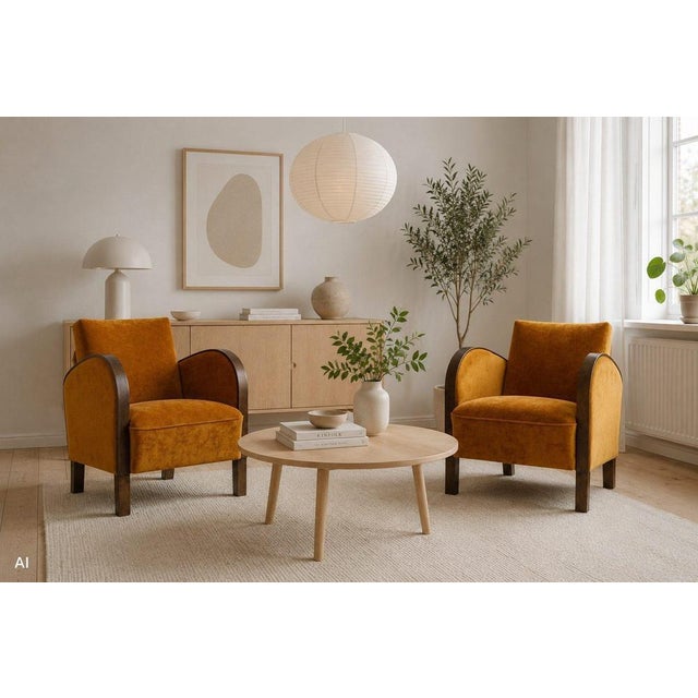 Vintage Swedish Art Deco Chairs with Velour Upholstery, 1930s, Set of 2 For Sale - Image 9 of 11