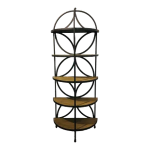 Modern Oak and Iron Bookshelf