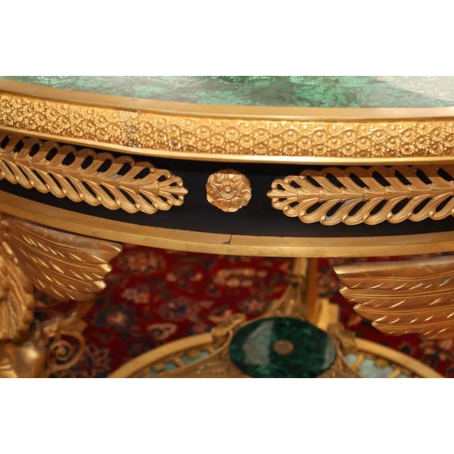 Mid 20th Century Russian Empire Style Gilt Bronze & Malachite Griffin Center Table For Sale - Image 15 of 18