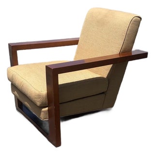 Thayer Coggin Labelled Wood Modern Lounge Chair Clean Fabric For Sale