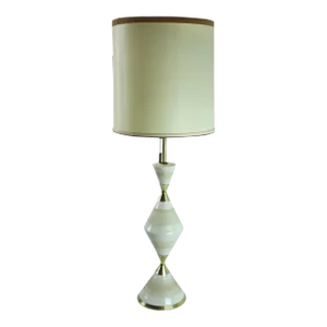 Ceramic and Brass Hourglass Table Lamp by Gerald Thurston