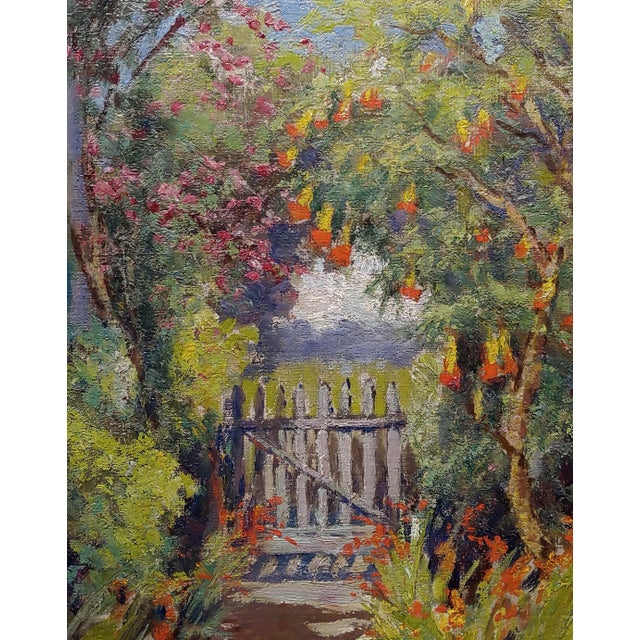 William Constable Adam-The Gate to the Flower Garden-Oil Painting -C1910s For Sale - Image 4 of 8