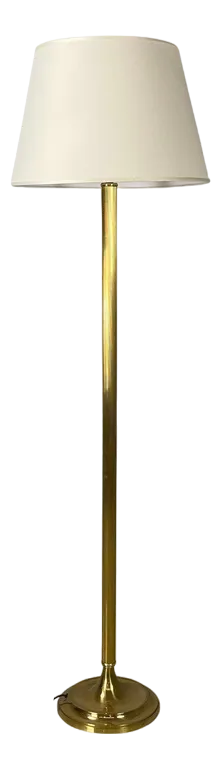 Mid-Century Modern Italian Floor Lamp in Withe Fabric Brass by Lam Bologna, 1960s