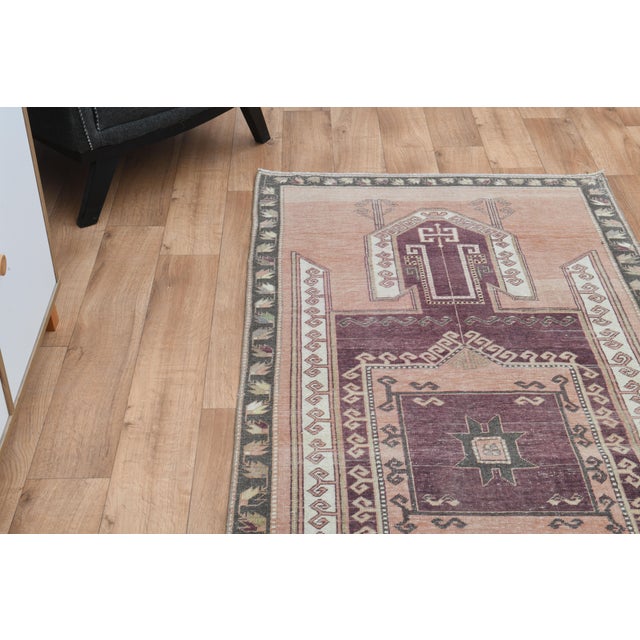 Orange Purple Area Rug Turkish Vintage Oushak Handmade Runner Rug For Sale In San Francisco - Image 6 of 11