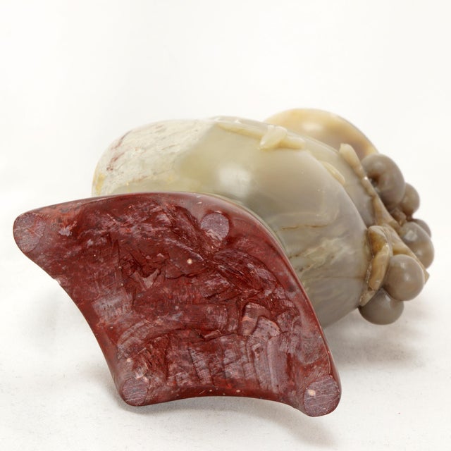 Green Vintage Chinese Hand Carved Soapstone Double Gourd Vase For Sale - Image 8 of 8