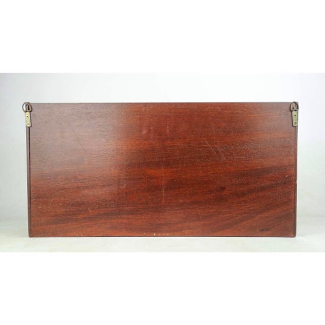 Transitional Vintage Mahogany Two-Tier Wall-Mounted Letter Rack With Brass Gallery Rails For Sale - Image 3 of 3