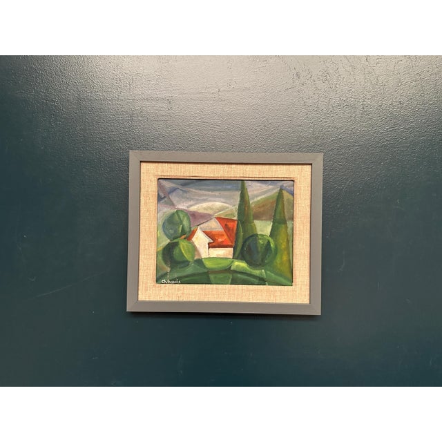Chabaneix, Cubist Landscape, 1970s, Oil on Panel, Framed For Sale - Image 11 of 13