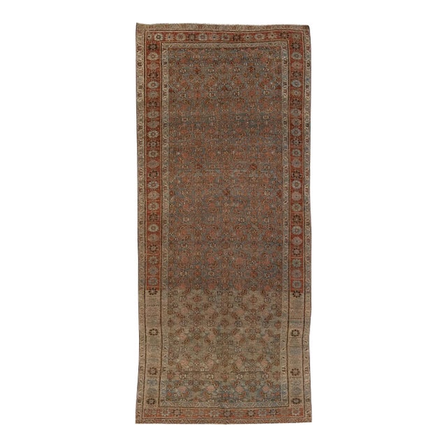 Rust 19th Century Handmade Persian Malayer Wool Rug With Allover Motif For Sale