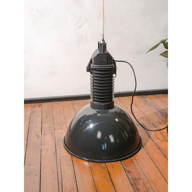 HDK Black Enamel and Black Cast Aluminum Factory Pendant Light from Philips, Holland, 1950s For Sale - Image 13 of 14
