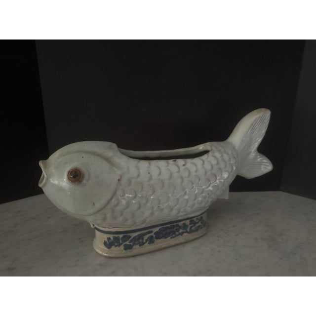 Vintage Chinese Export Stoneware Koi Planter For Sale - Image 10 of 12