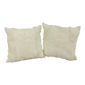 Pair of Quality White Fur Pillows Feather Down Filled