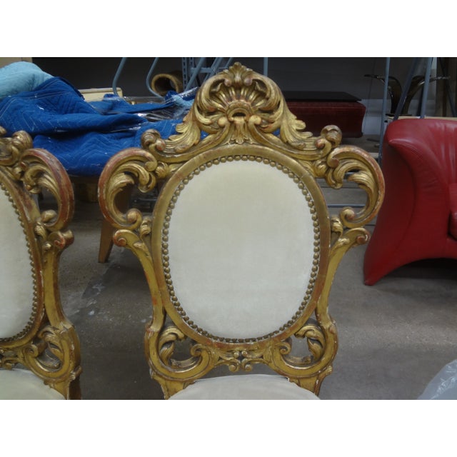 Baroque Pair of Italian Baroque Style Giltwood Chairs For Sale - Image 3 of 11