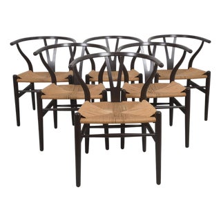 Vintage CH24 Chairs in Brown by Hans Wegner, 1990s, Set of 6 For Sale