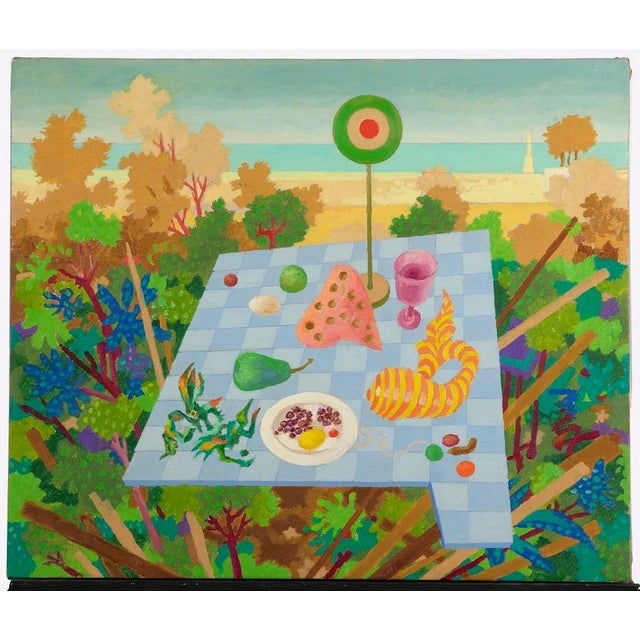 Leo Guida, Pic Nic, Original Acrylic Painting, Late 20th Century, Framed For Sale - Image 4 of 4