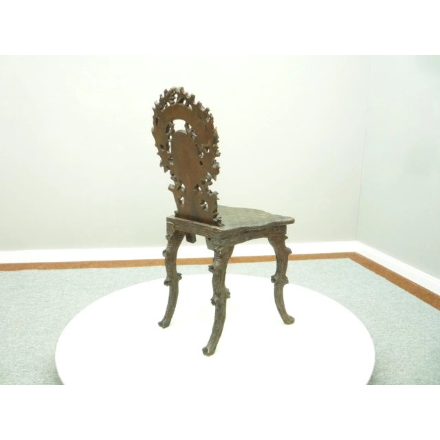 Antique and Hand Carved Oak Chair, 1900s For Sale - Image 3 of 18