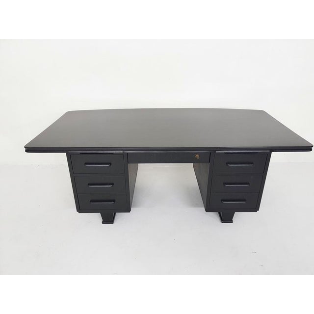 1960s Large Black Wooden Executive Desk, 1960s For Sale - Image 5 of 18