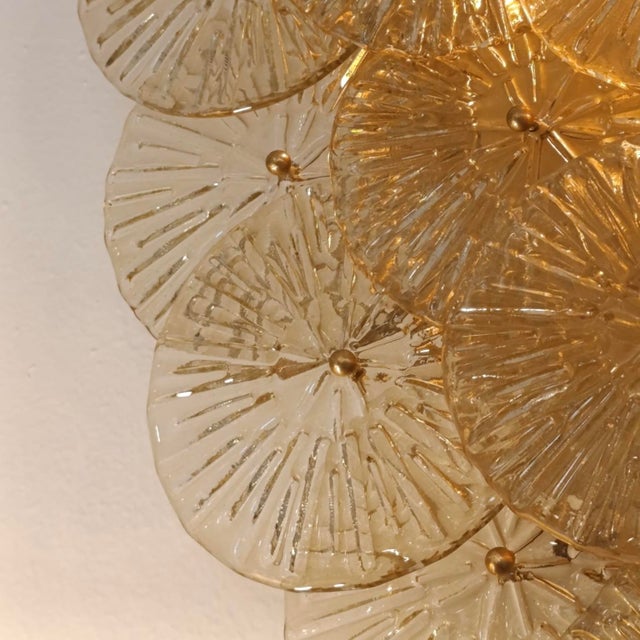 Large Ceiling Light with Amber Murano Glass Discs, 1960s For Sale - Image 3 of 4