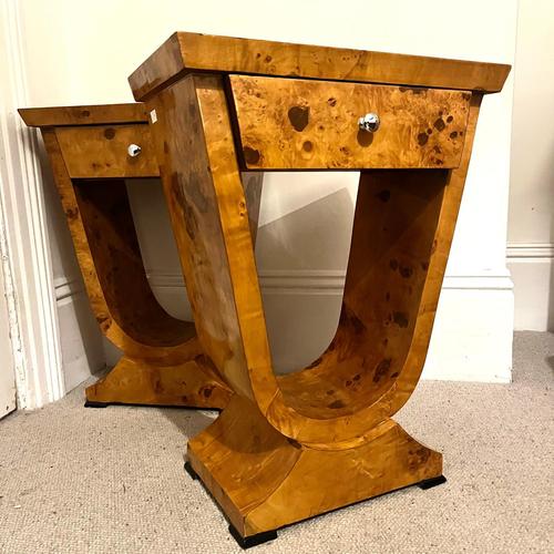 Art Deco Style Burr Walnut Bedside or Side Tables, Set of 2 For Sale - Image 6 of 10