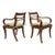 Vintage English Regency Style Cane Seat Mahogany Saber Leg Arm Chairs - A Pair For Sale
