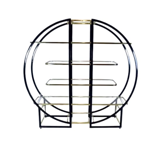 Large Hollywood Regency Circular Etegere Vitrine After Milo Baughman For Sale
