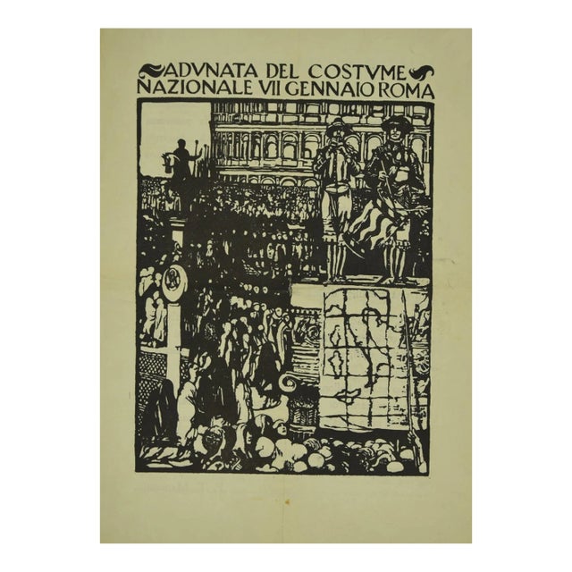 Giulio Aristide Sartorio, Gathering of the Costume, Original Woodcut, 1938 For Sale