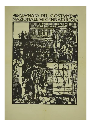 Giulio Aristide Sartorio, Gathering of the Costume, Original Woodcut, 1938