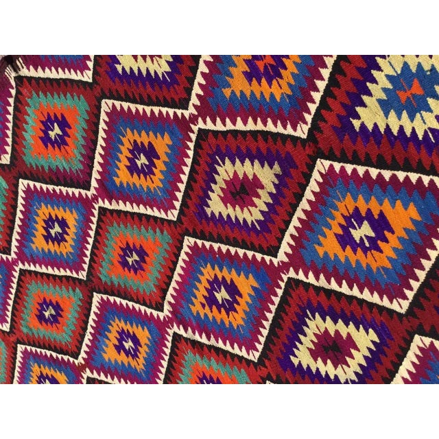 1960s Bright Colored Turkish Kilim Rug- 64" X 112" For Sale In Raleigh - Image 6 of 11