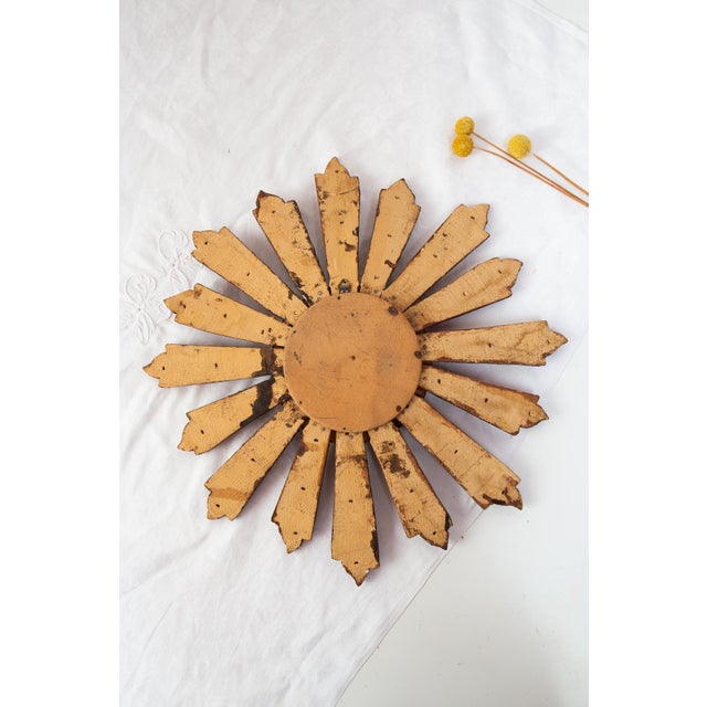 Mid-Century Modern Vintage Witch's Eye Convex Floor Mirror in Gilt Wood, 1950s For Sale - Image 3 of 5