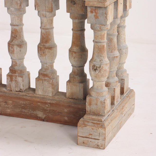 French Country French Balustrade Marble Top Console Table, 20th C. For Sale - Image 3 of 4