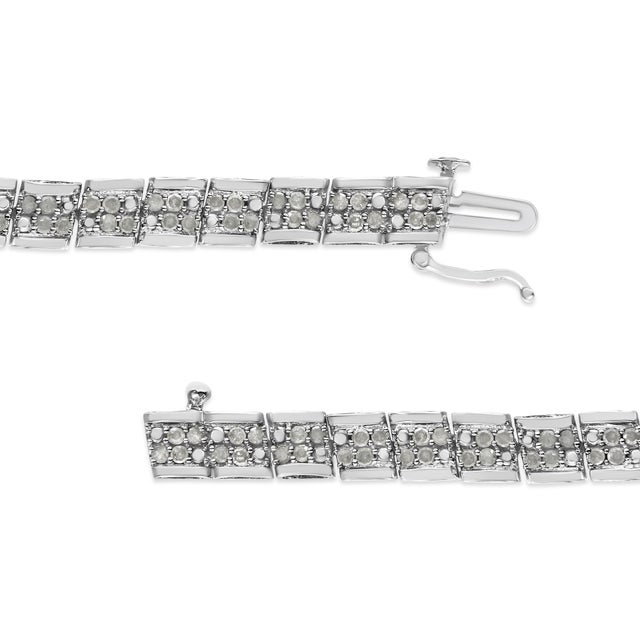 Haus of Brilliance .925 Sterling Silver 2.0 Cttw Diamond 7" Round Miracle Plate Link Bracelet (I-J Color, I2-I3 Clarity) For Sale - Image 4 of 6