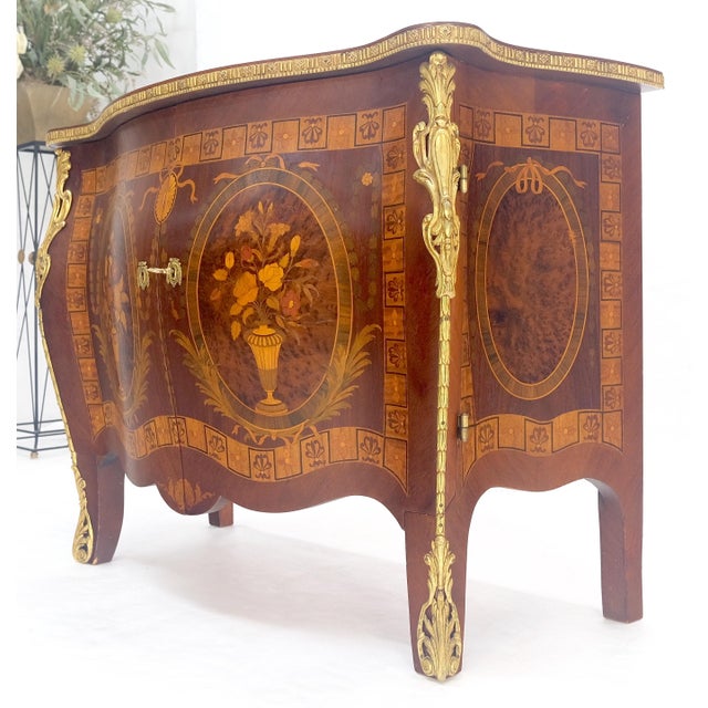 Very Fine Large Bombe Brass Mount Inlay Italian Console Dresser MINT