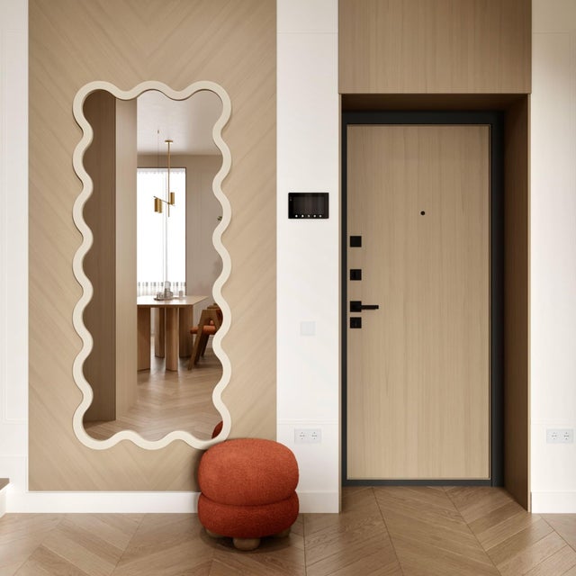Light Blue Modern Floor Hvyli 16 Mirror With Wavy Frame by Oitoproducts For Sale - Image 10 of 18