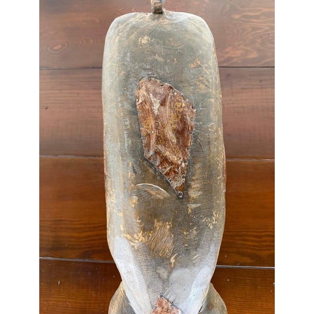 Mid 20th Century Folk Art Carved Wooden Pig Sculpture With Patinated Finish For Sale - Image 5 of 10