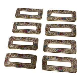 1920s Dresden Hand Painted Place Card Holders With Elaborate Designs - Set of 8 For Sale