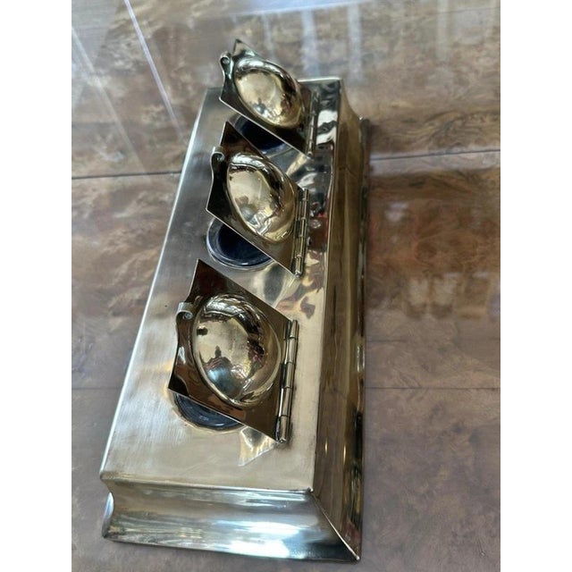 19th Century Arts & Crafts Brass Triple Inkwell attributed to C.F.A. Voysey, 1890s For Sale - Image 5 of 6