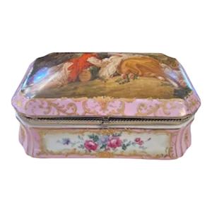 Antique Sevres Style Large Porcelain Vanity Box