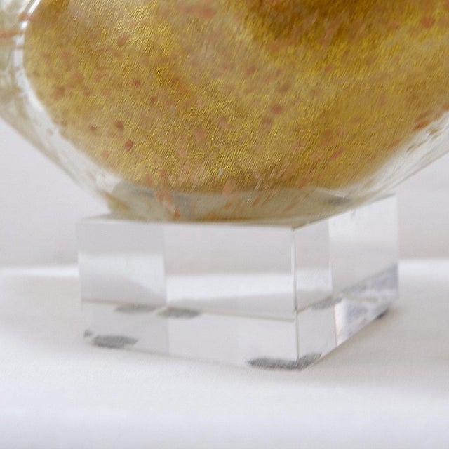 Vintage Clear Art Glass Figurine with Gold Glitter, 1990s For Sale - Image 14 of 15
